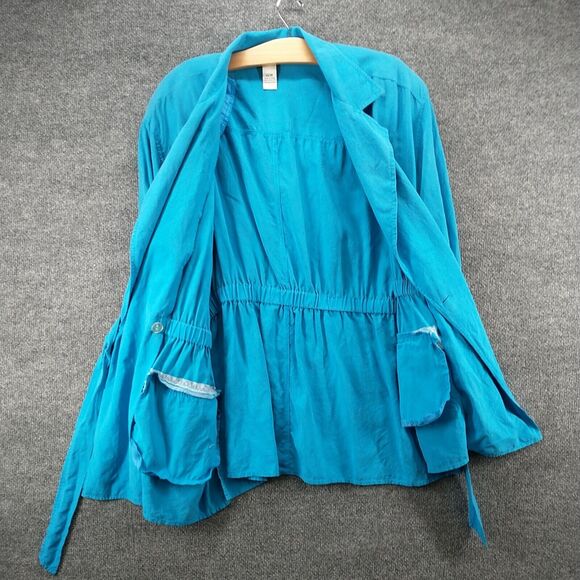 Maggie McNaughton Women's Tie Waist Utility Jacket Blue Plus 16W Silk - Picture 5 of 13